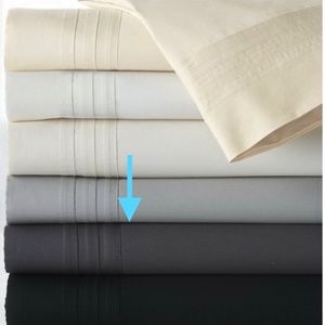 NWT Donna Karan Home 510 TC Triple Pleated Flat Sheet. King. Charcoal. MSRP $175